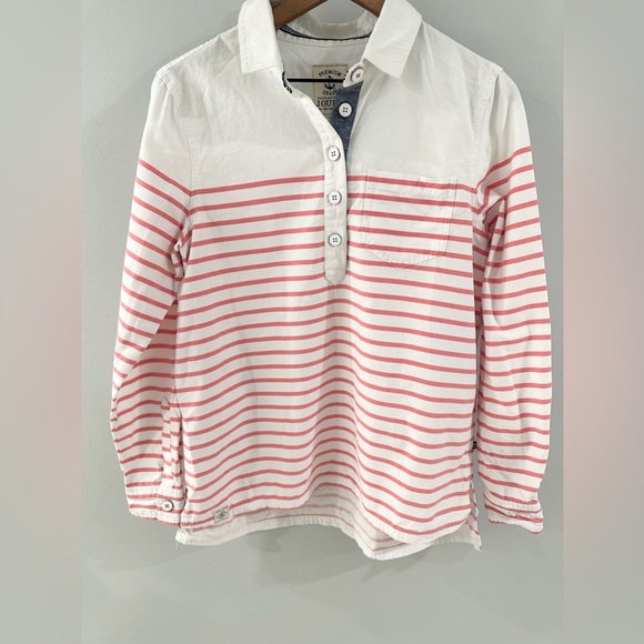 Joules Ashbrook Stripe Popover Deck Shirt White Red Stripe Size 6 - Picture 4 of 6